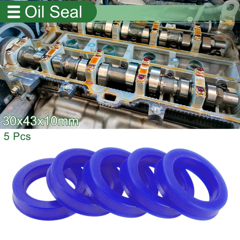 Car Oil Seal / 30x43x10mm 5 Pcs / Seal Ring Rotary Shaft TPU Blue