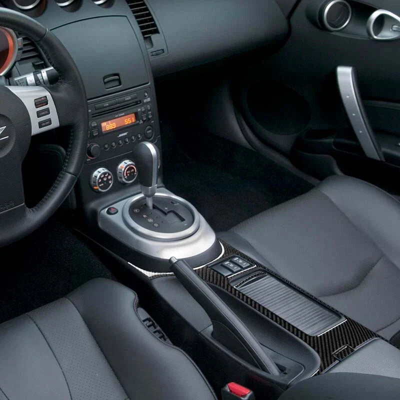 03-08 Nissan 350Z 5pcs Carbon Fiber Center Console Gear Shift Cover Trim fit