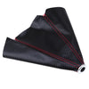 Black Real Leather Red Stitch Gear Shift Knob Boot Cover