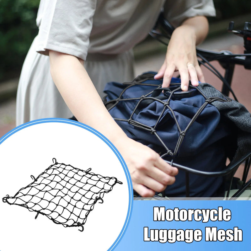 ATV Black 50x50cm Motorcycle Cargo Net Luggage Thicken Netting with Hook