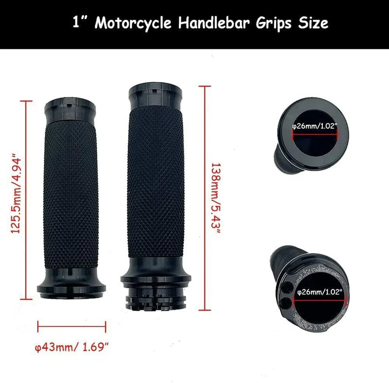 Harley Dyna FatBoy Sportster 1200 883 Black 1" 25mm Handlebar Grips