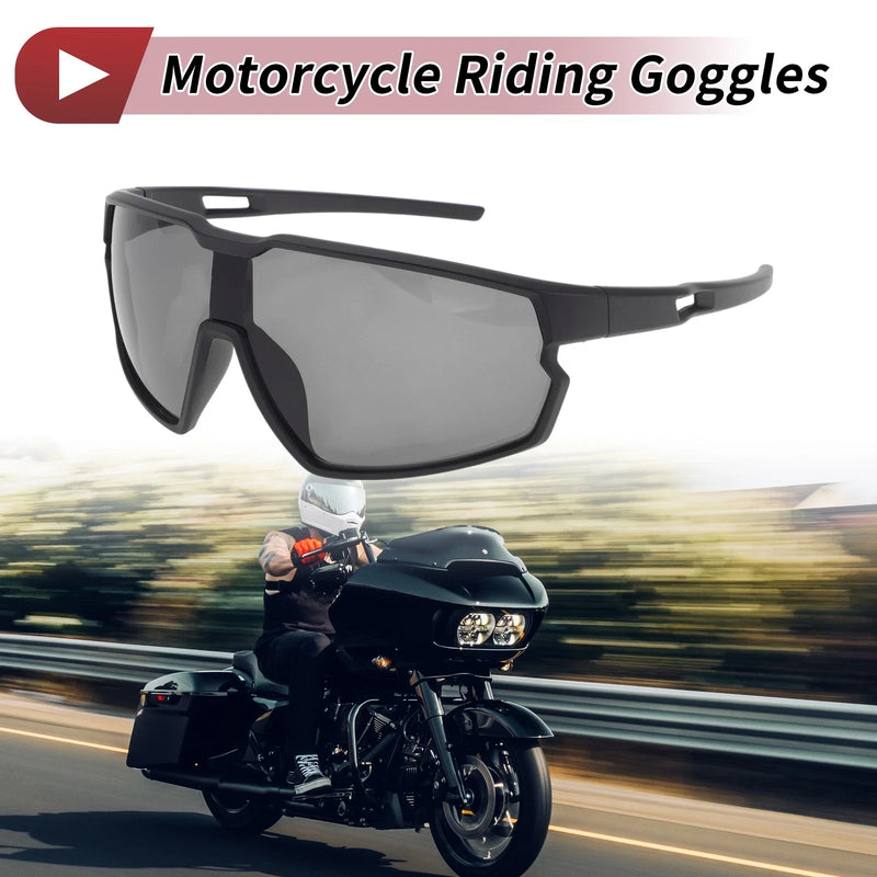 Motorcycle Goggles Deep Gray Lens Black Frame PC Cycling