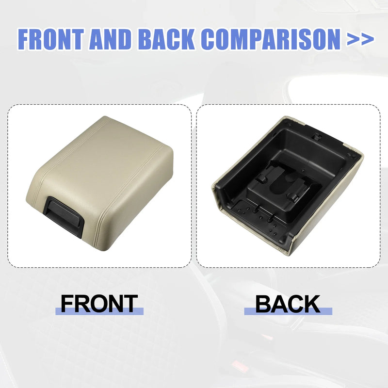 Ford F-150 (2015-2023) Faux Leather Beige Center Console Lid Armrest Cover