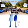 M8/M10 Motorcycle Rear View Mirror Handlebar Mirror Blue Aluminum Alloy 1 Set