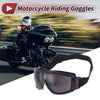 Motorcycle Riding Goggles Deep Gray Lens Black Frame PC PU Cycling Sunglasses