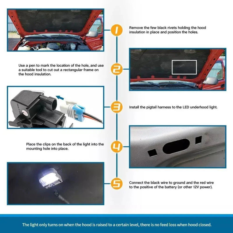 Chevy GMC Underhood Light Hood Courtesy with Harnesses (2003–2006)