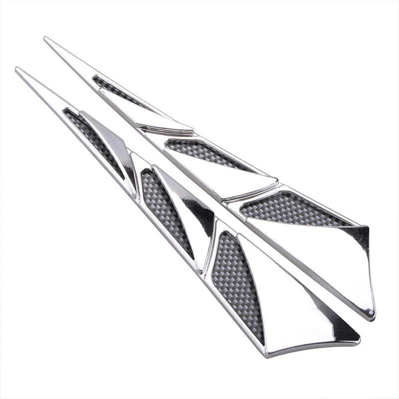 2 x Chrome Car Auto Air Flow Fender Side Vent Decoration Stickers