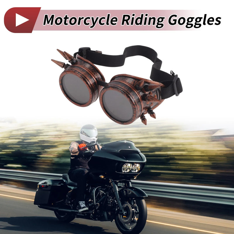 Motorcycle Riding Goggles Black Lens Red Copper Frame Glass ABS