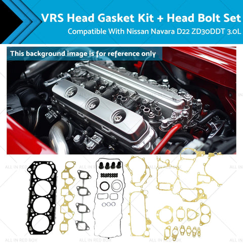 Nissan Navara D22 ZD30DDT 3.0L VRS Head Gasket Kit & Bolt Set (2001-2015)