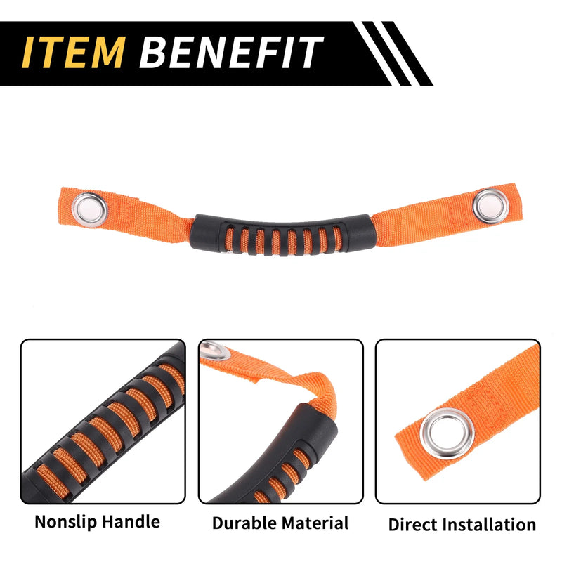 Jeep Wrangler Roof Rope Handle Orange Roll Bar Grab Handles