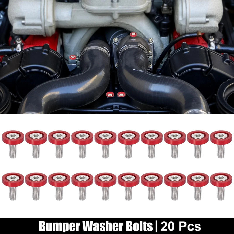 Car Motorcycle 20pcs M6 Fender Bumper Washer Bolt Screw Engine Bay Fastener