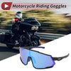 Motorcycle Riding Goggles Blue Lens Black Frame UV400 Cycling Sunglasses