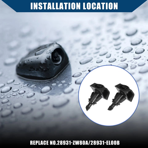 Nissan (2013-2018) Front Pair Black Windshield Washer Nozzles