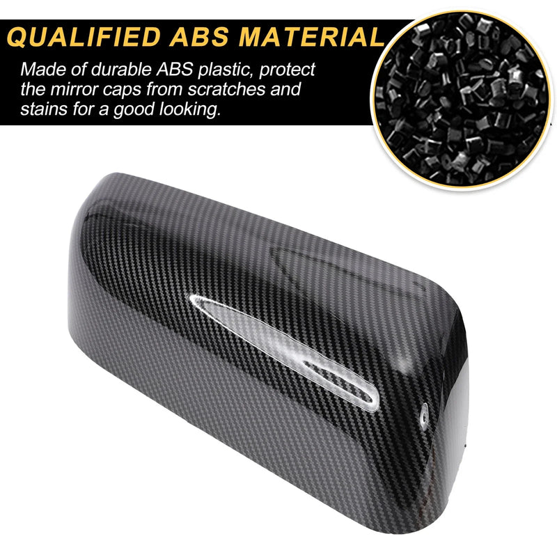 Ford F-150 Left Right Rearview Mirror Cover Caps Black Carbon Fiber