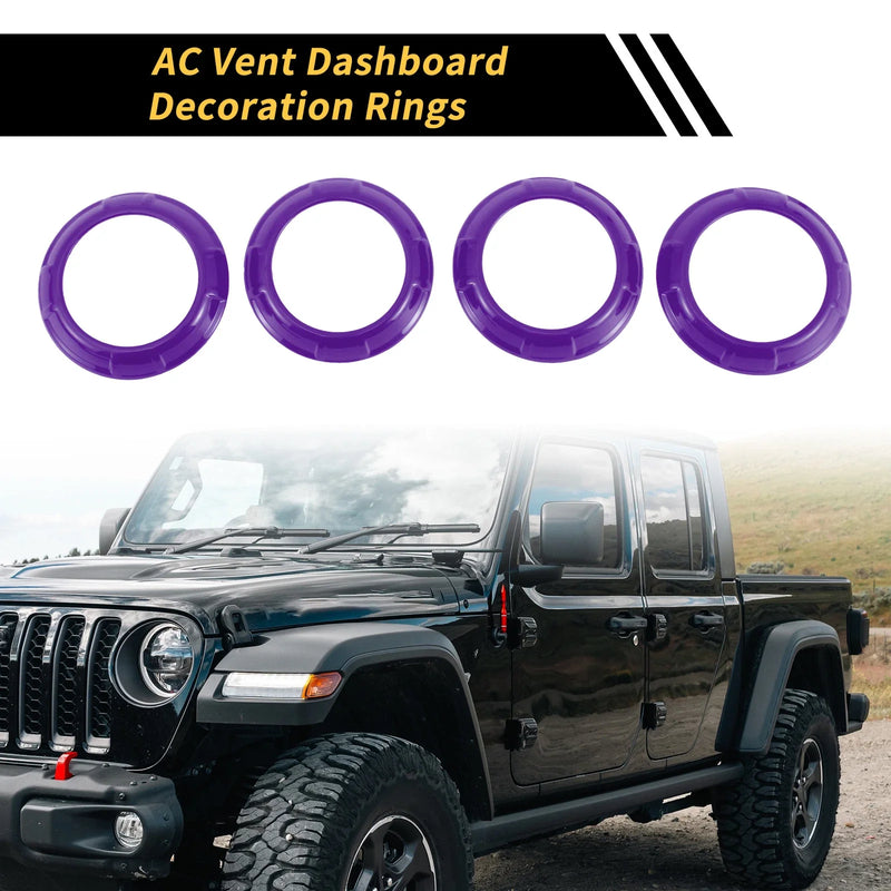 Jeep Wrangler JK JKU (2011-2017) Purple AC Vent Dashboard Decoration Rings