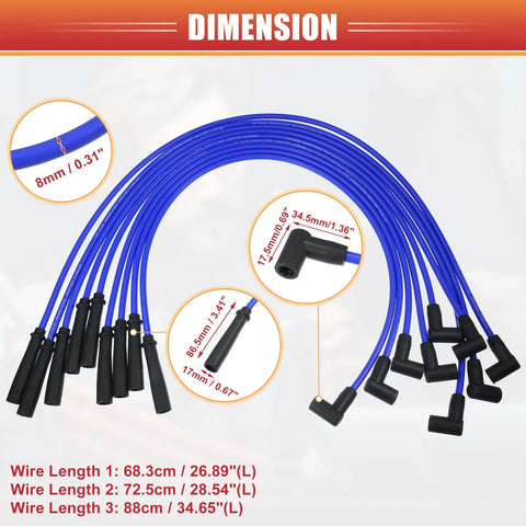Chevrolet SBC BBC Engines 9 Pcs Spark Plug Wire Set