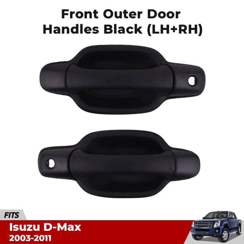 Exterior Door Handles Black Front LH+RH Fits Isuzu D-max Pickup 2003-11 New D05