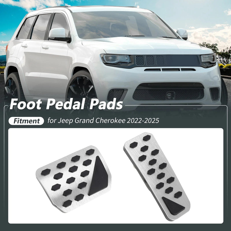 Jeep Grand Cherokee (2022-2025) Silver Auto Foot Pedal Pads Covers