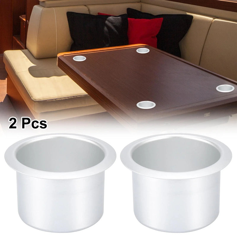 Marine Boats RVs Aluminum Alloy Cup Drink Holder Matte Silver Tone