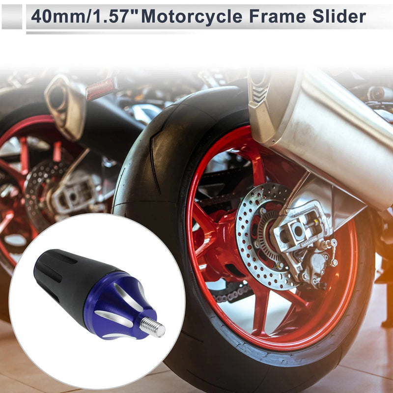 8mm Aluminum Alloy Plastic Motorcycle Slider Frame with Bolt Blue 1 Set