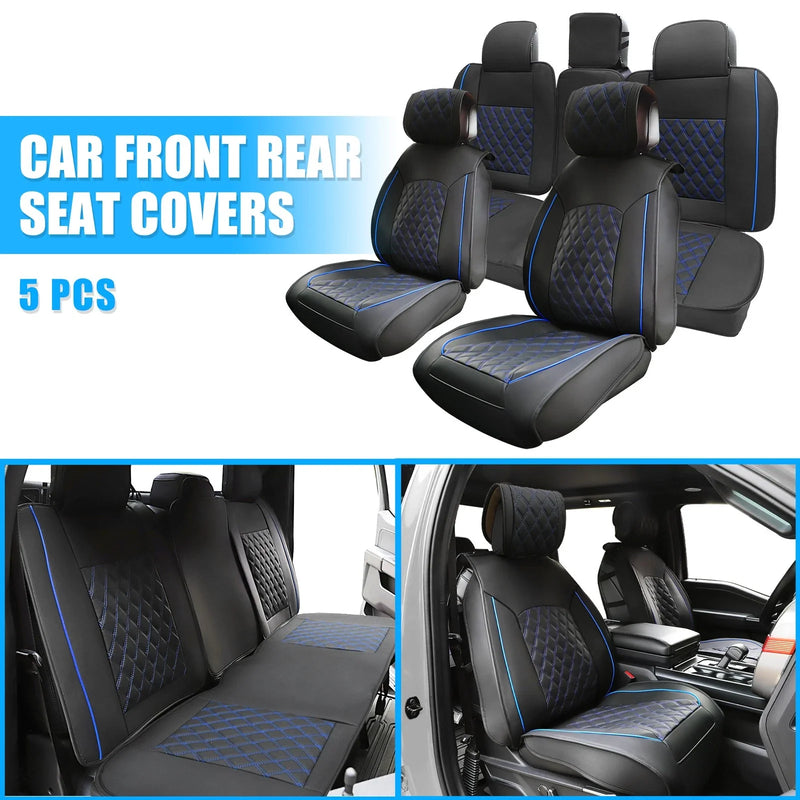 Toyota Tacoma 5 x Black Blue Front Rear Seat Covers (2005-2024)
