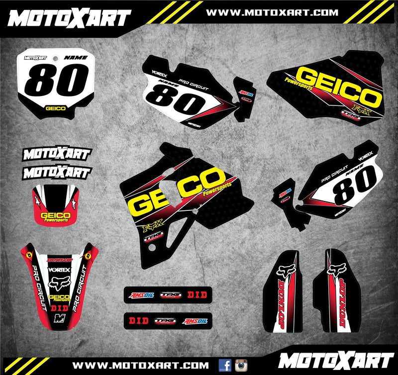 Honda CR 80 (1996-2002) - GEICO Style Stickers Custom Graphics Full Kit