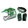 Youth Kids Dirt Bike ATV Helmet w/ Goggles & Gloves - White/Black/Red/Blue/Green