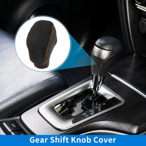 Toyota RAV4 Gear Shift Knob Cover Black Orange Faux Leather (2019–2024)