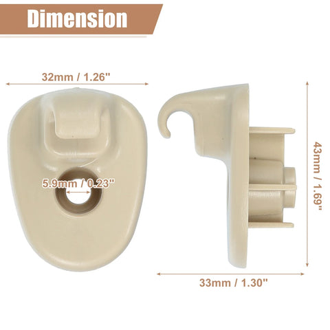 Jeep 2 x Beige Sun Visor Support Clip (No.1AR26BD1AA, 1AR26DW1AA)