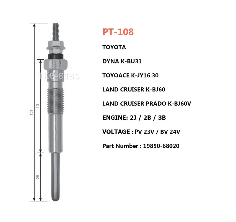 Toyota Land Cruiser Prado, Dyna, Toyoace 4 x Glow Plugs (2000-2023)