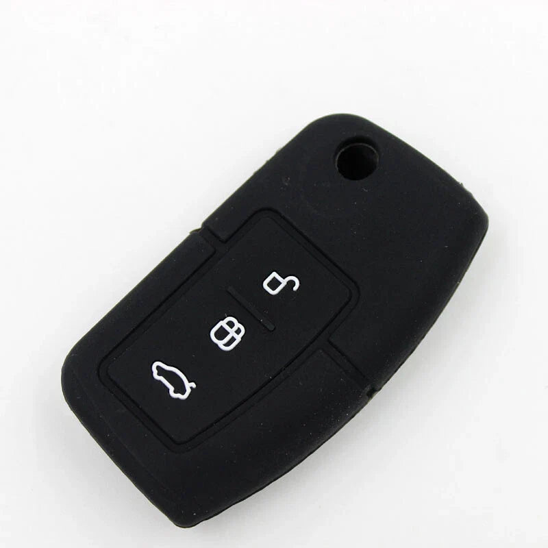 Ford Focus Mondeo Fiesta Black Silicone FOB Key Case Cover Fit