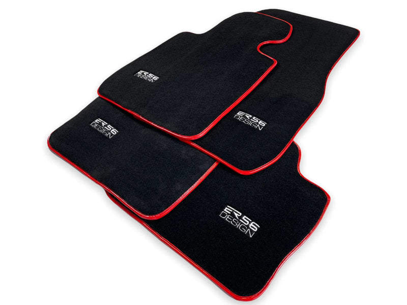 BMW 1 Series E82 Premium Black Red Round Floor Mats (2007-2013)