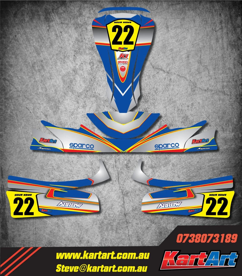 Arrow X3 APEX Style Decals Custom KART ART Sticker Kit
