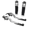 Yamaha YZF R1 MT-09 Silver Extendable Brake Clutch Lever Grip Set (2015-2023)