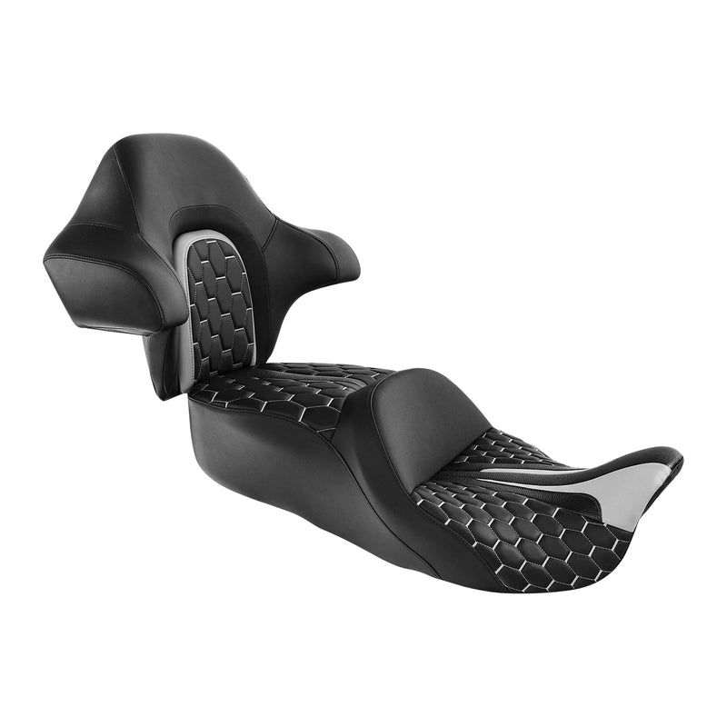 Harley Touring Backrest Black Grey Seat (2014 - 2023)