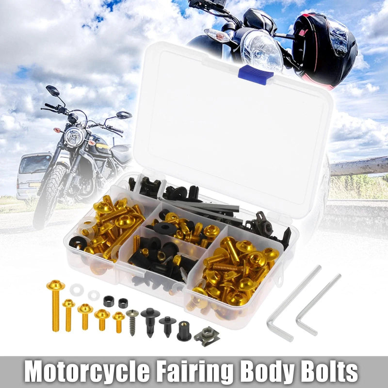 Suzuki Kawasaki BMW 195pcs Motorcycle Fairing Body Bolts Gold Tone