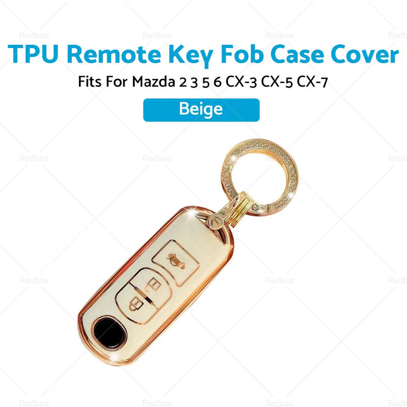 Mazda 2 3 5 6 CX-3 CX-5 CX-7 Beige TPU Remote Key Fob Case Cover (2003-2023)