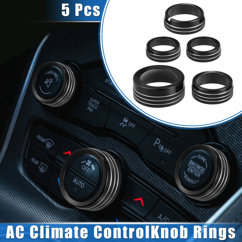 Chrysler 300 and Dodge Challenger Black 5 x AC Climate Control Knob Ring