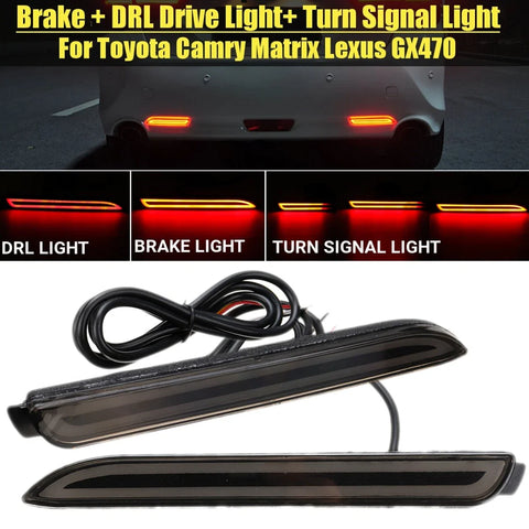 Toyota Camry Smoked LED Rear Bumper Reflector Brake Stop Light