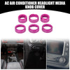 Jeep Wrangler 6 x Pink Headlight Media Switch Knob Cover Rings (2018-2023)