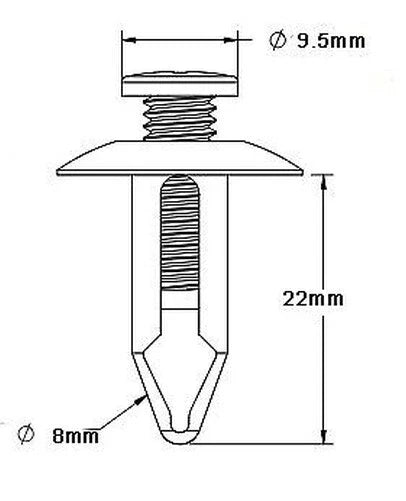 Yamaha R1 10x M8 8mm carenatura clip plastica clip moto vite rivetti