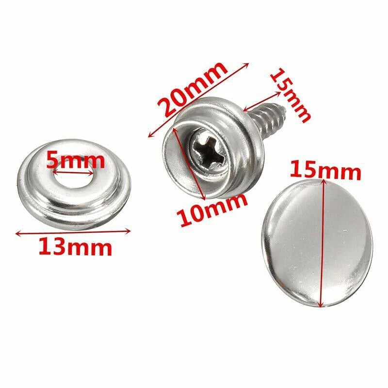 Boat Screw Kit 30pcs Snap Fastener Stainless Steel Awnings Cap Screw Kit