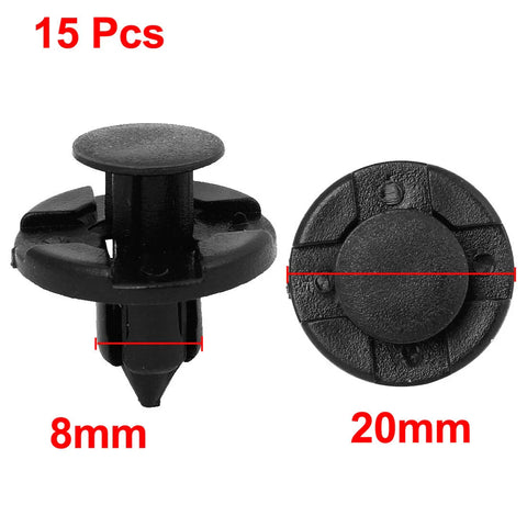 Nissan 15 Pcs 8mm Black Plastic Rivet Clips