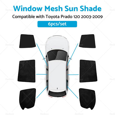 Toyota Prado 6x Foldable Magnetic Window Mesh Sun Shades (2003-2009)