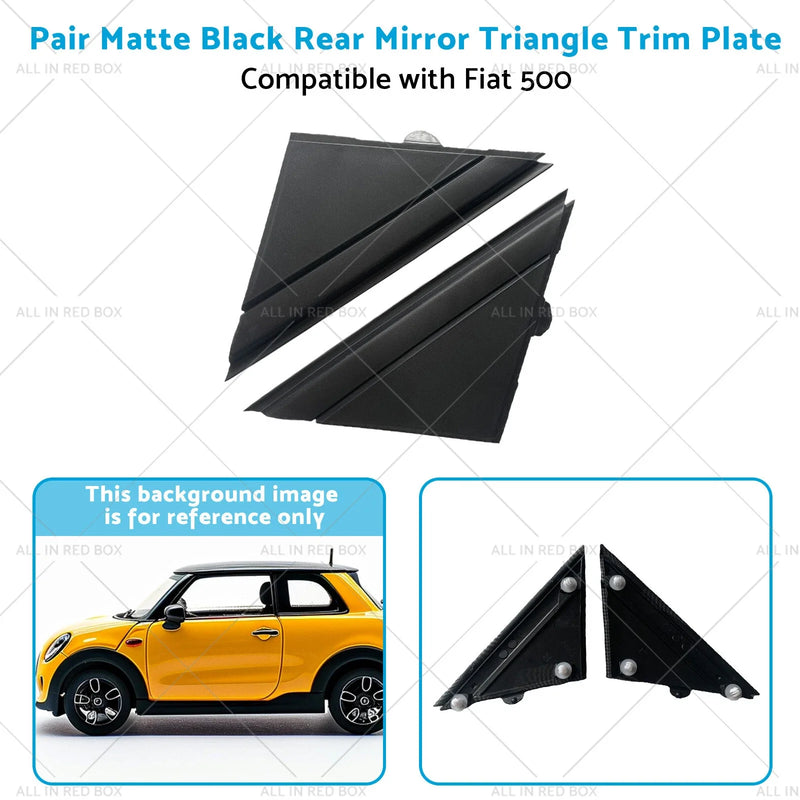 Fiat 500 Black Matte Rear Mirror Triangle Trim Plate (2012-2019)