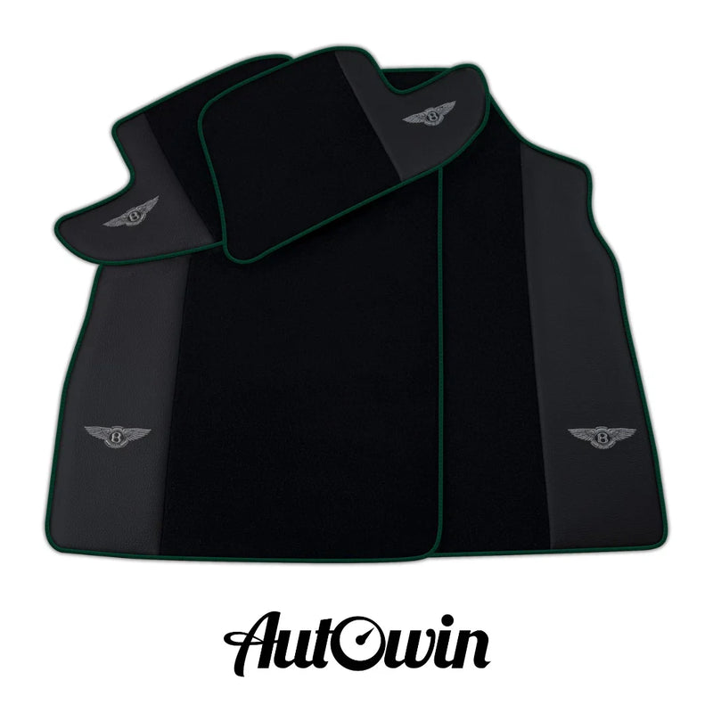 Bentley Continental GT (2003-2011) - Dark Green Trim AutoWin Black Floor Mats