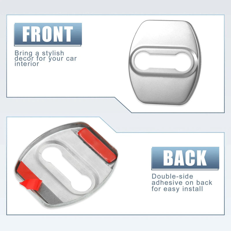 Hyundai Kia Silver Tone 4 x Car Door Lock Latch Covers