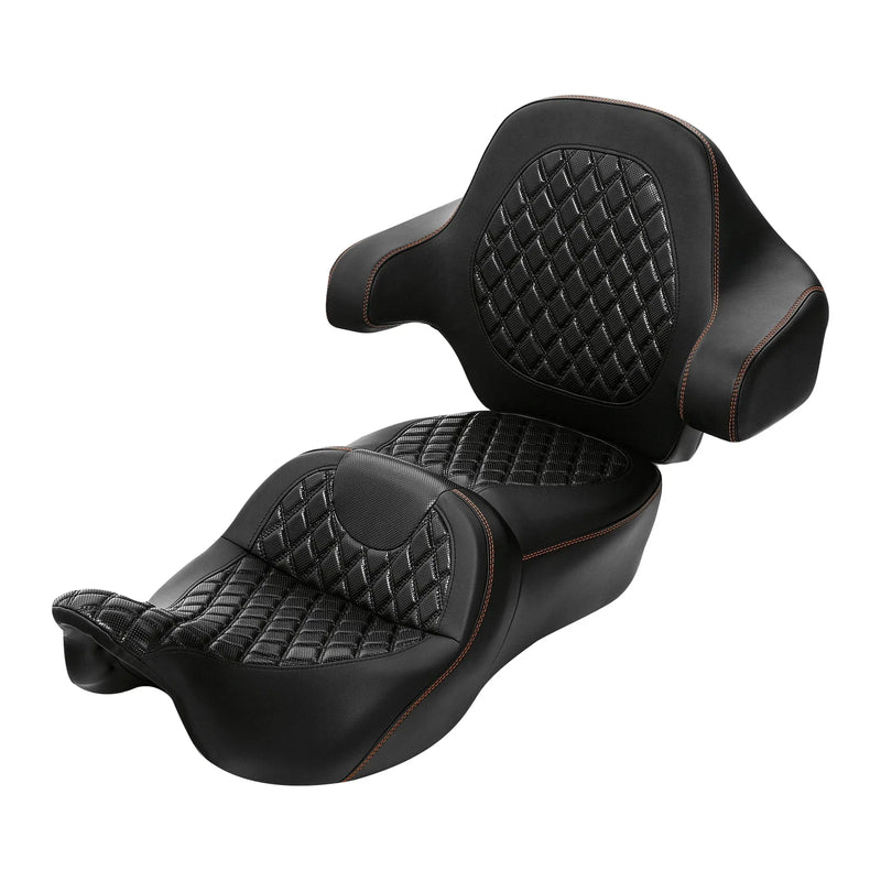 Harley Touring Black 2-Up Driver Passenger Seat Backrest (2014-2023)