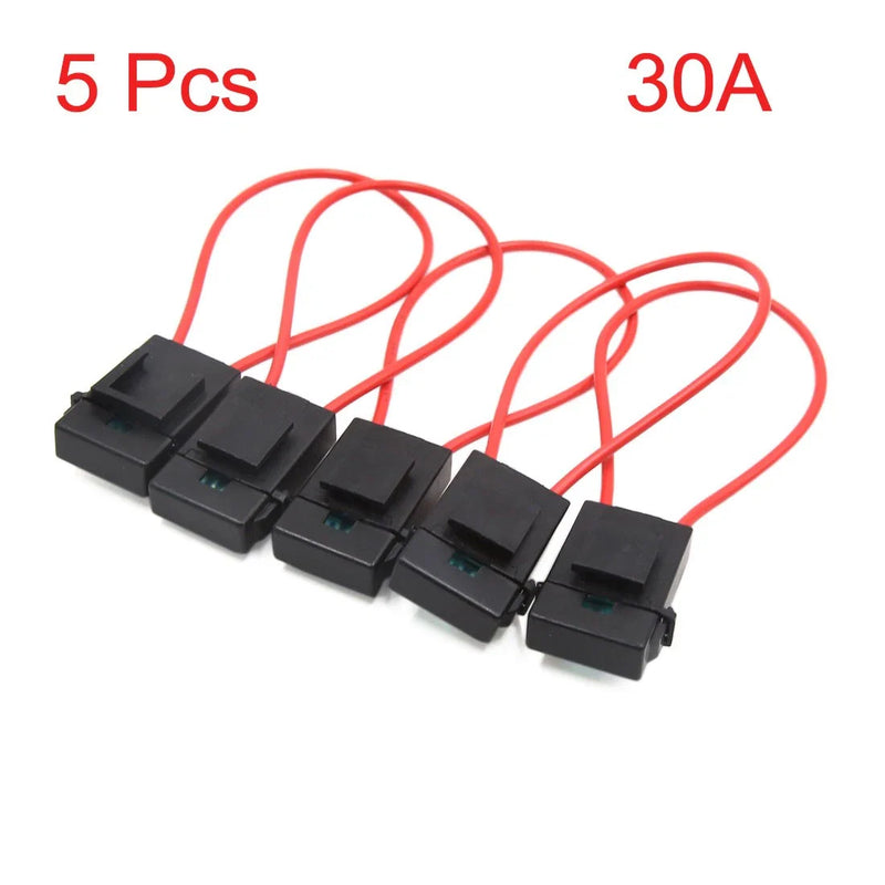 Motorcycle Car 5Pcs 30A Red Inline Wire Mini Power Blade Fuse Holder