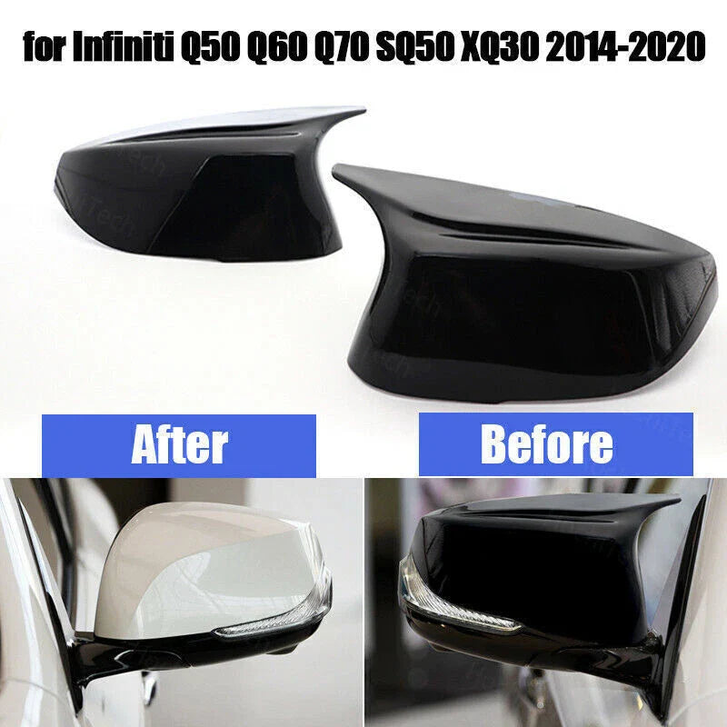 Infiniti Q50 Q60 (2014-2022) Gloss Black M3 Style Rearview Mirror Cover Caps